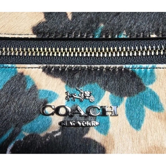 Coach Leaf Nolita 24 Printed Black/Tan Leather Handbag Clutch Wristlet F58412
